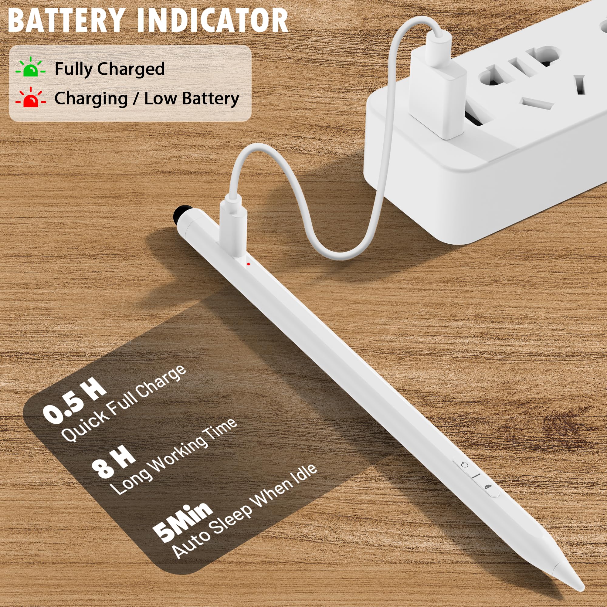 Lápiz capacitivo 2 en 1 para iPad y Android, lápiz capacitivo universal de carga rápida para pantalla táctil, iPad, iPhone, lápiz estilista de alta sensibilidad para Samsung/XiaoMi y otros teléfonos y