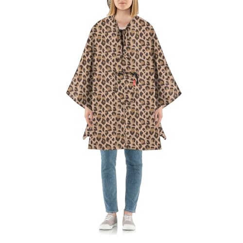 reisenthel mini maxi poncho leo macchiato – Klein verpackter Regencape aus hochwertigem Polyestergewebe – Ansprechendes Design mit weiter Kragenöffnung