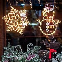 Vista 2 de Christmas Window Decorations Lighted, 2 Pack 16" Plug-in Christmas Window Silhouette Lights for Christmas Holiday Indoor Wall Decorations