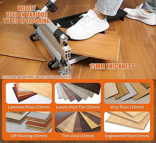 Miniatura 6 de Cortador de Piso Laminado, Cortador de Piso de Vinilo de 13" con Ruedas  Corte Fácil de Ángulo y Longitud, Herramientas de Pisos - Corta Piso