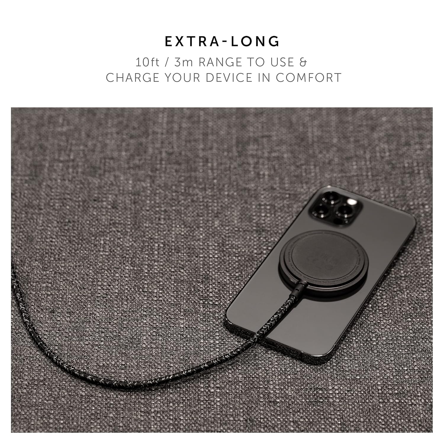 Native Union Snap Magnetic Wireless Charger – MagSafe Charging for iPhone Air, 17, 17 Pro, 17 Pro Max – Built-in 10ft / 3m USB-C Cable – 15W Fast-Charging for Qi-Compatible Devices (Cosmos)
