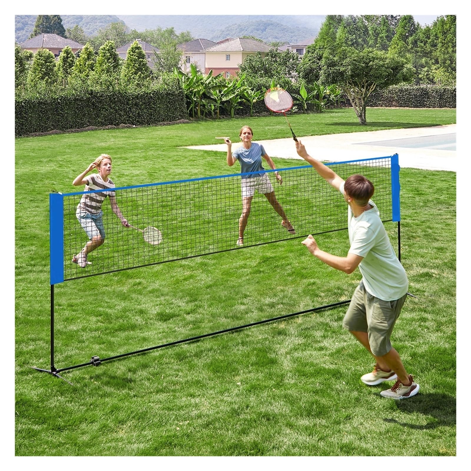 Rete Pallavolo Da Giardino Rete da badminton 3,0 m, rete pallavolo, pali regolabili in altezza, set portatile for tennis