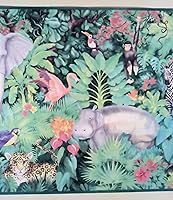 Vista 3 de Seabrook Designs Jungle Wild Animals - Rollo de borde de pared prepegado
