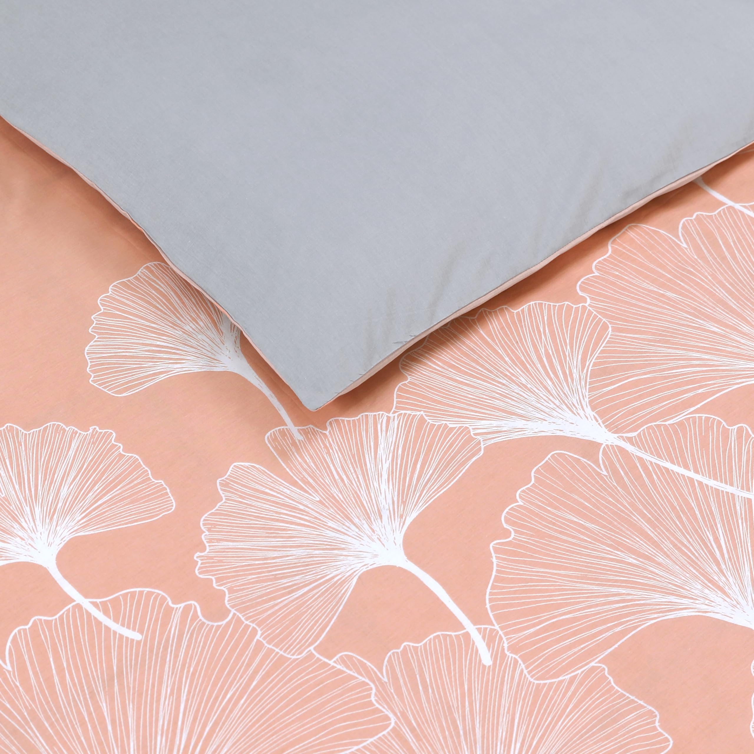 Parure Copripiumino Reversibile Ginko Beige - Cotone 100%, 240x220 Cm Con 2 Federe - Foto 3