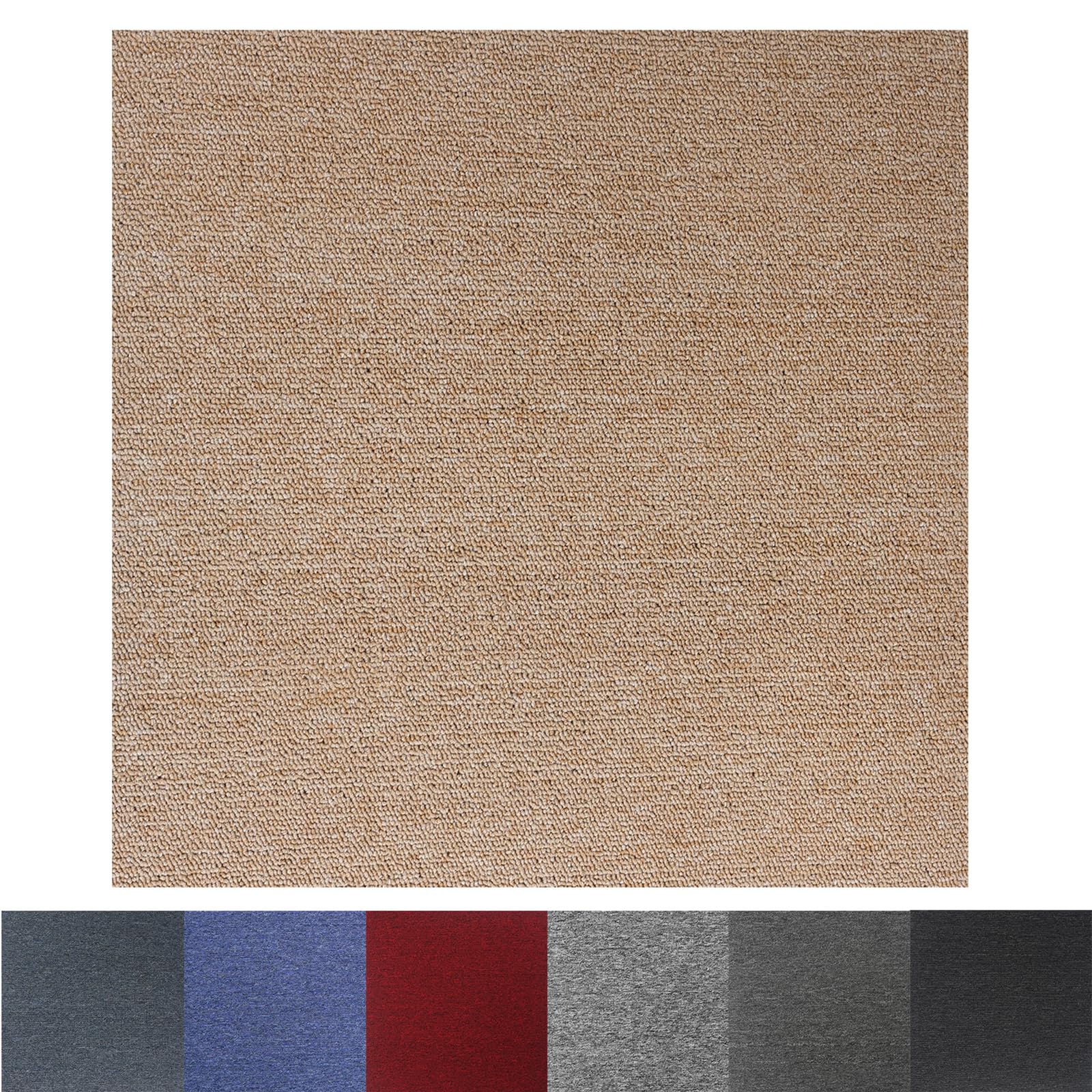 Sulwena Carpet Tiles 20 Pack 50x50cm – 5m² Heavy Duty Squares Flooring Tiles, Non-Slip DIY Flooring Rugs Covering for Home Office Living Room Bedroom Commercial Retail (Beige)