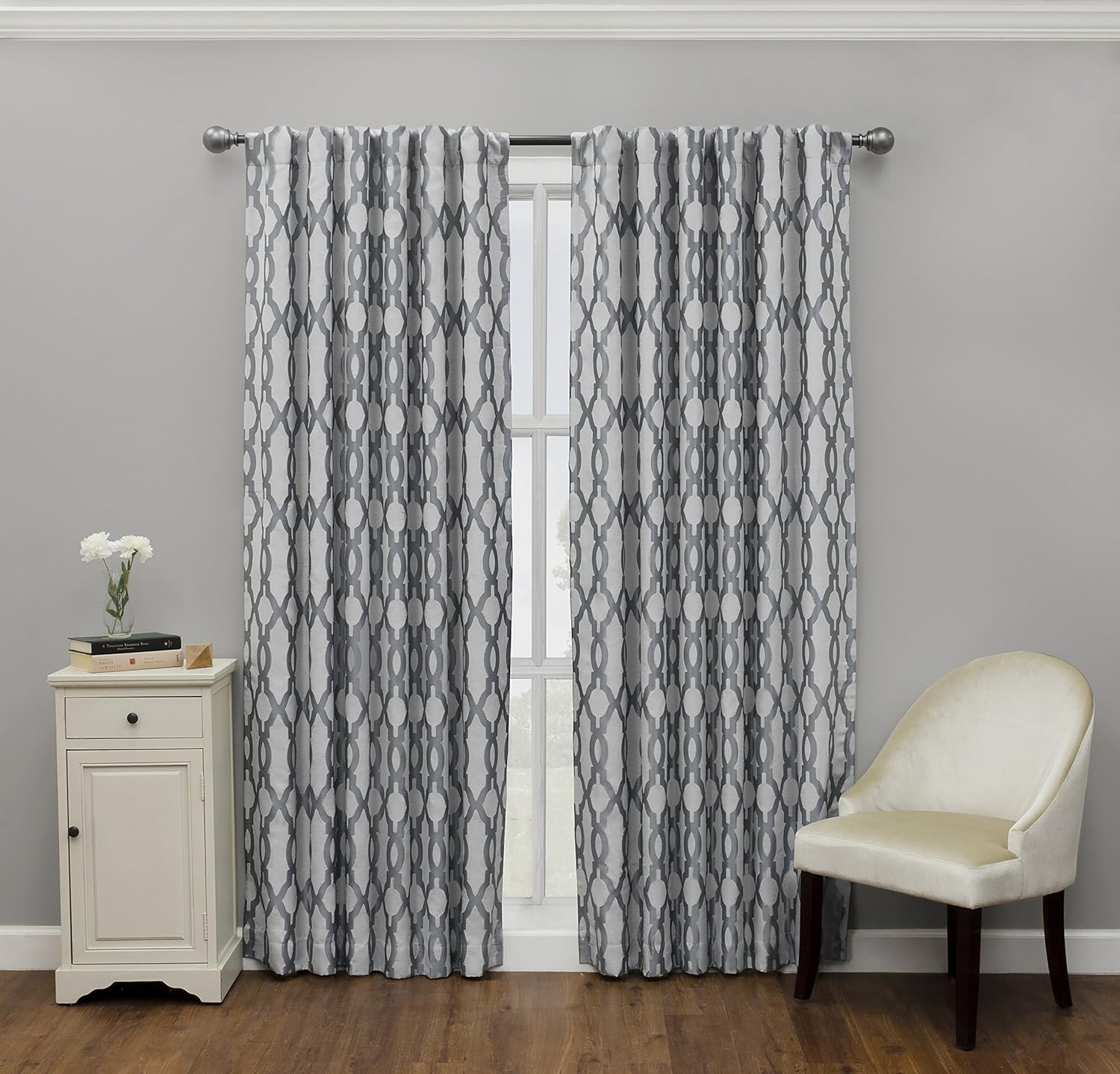 Eclipse Dixon Thermal Insulated Single Panel Rod Pocket Darkening Curtains for Living Room, 52 in x 84 in, Grey Grey 52 in x 84 in