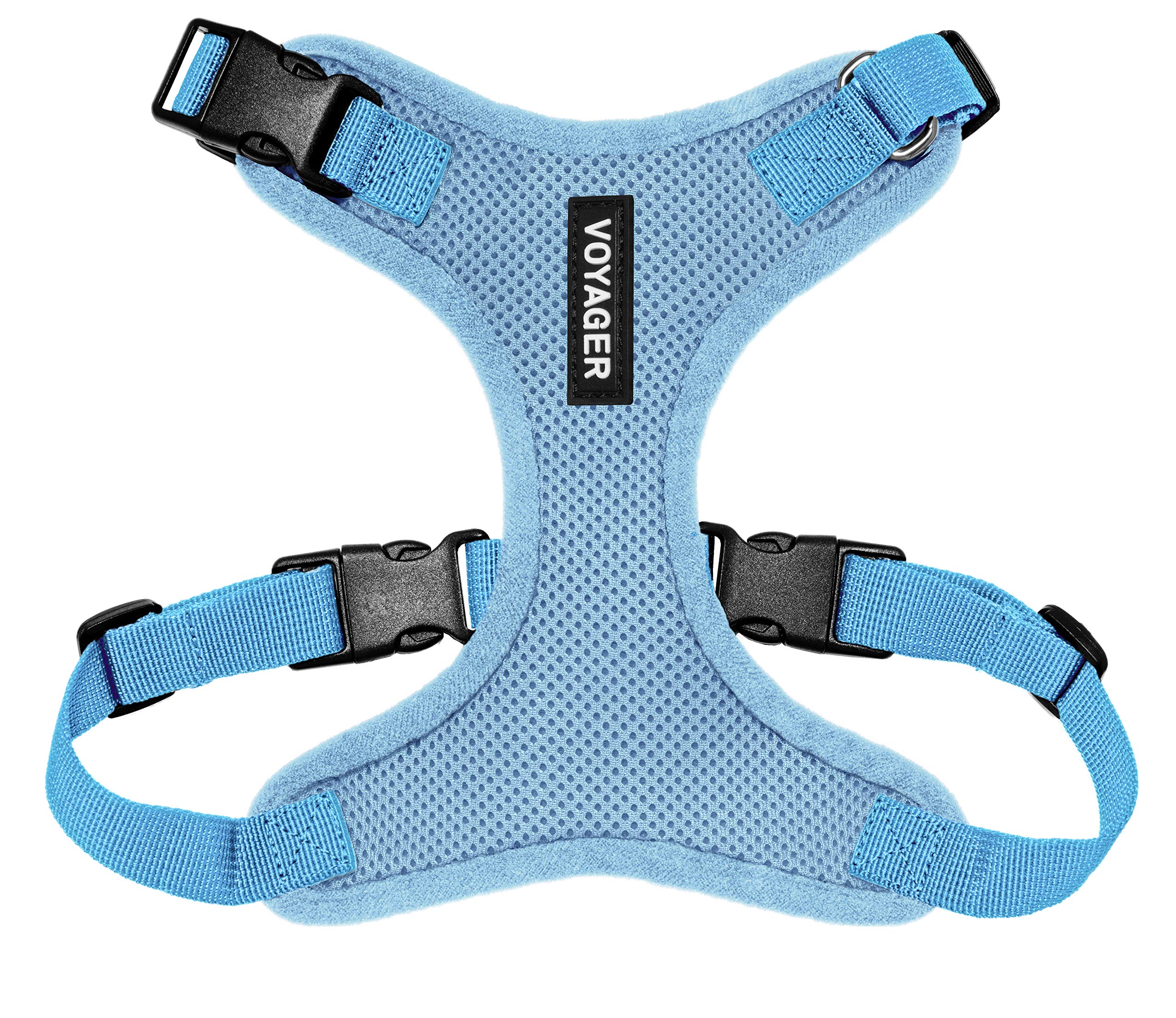 Best Pet Supplies Voyager Step-in Lock Pet Harness – All Weather Mesh, Adjustable Step in Harness for Cats and Dogs Baby Blue (Matching Trim), M (Chest: 16-24")