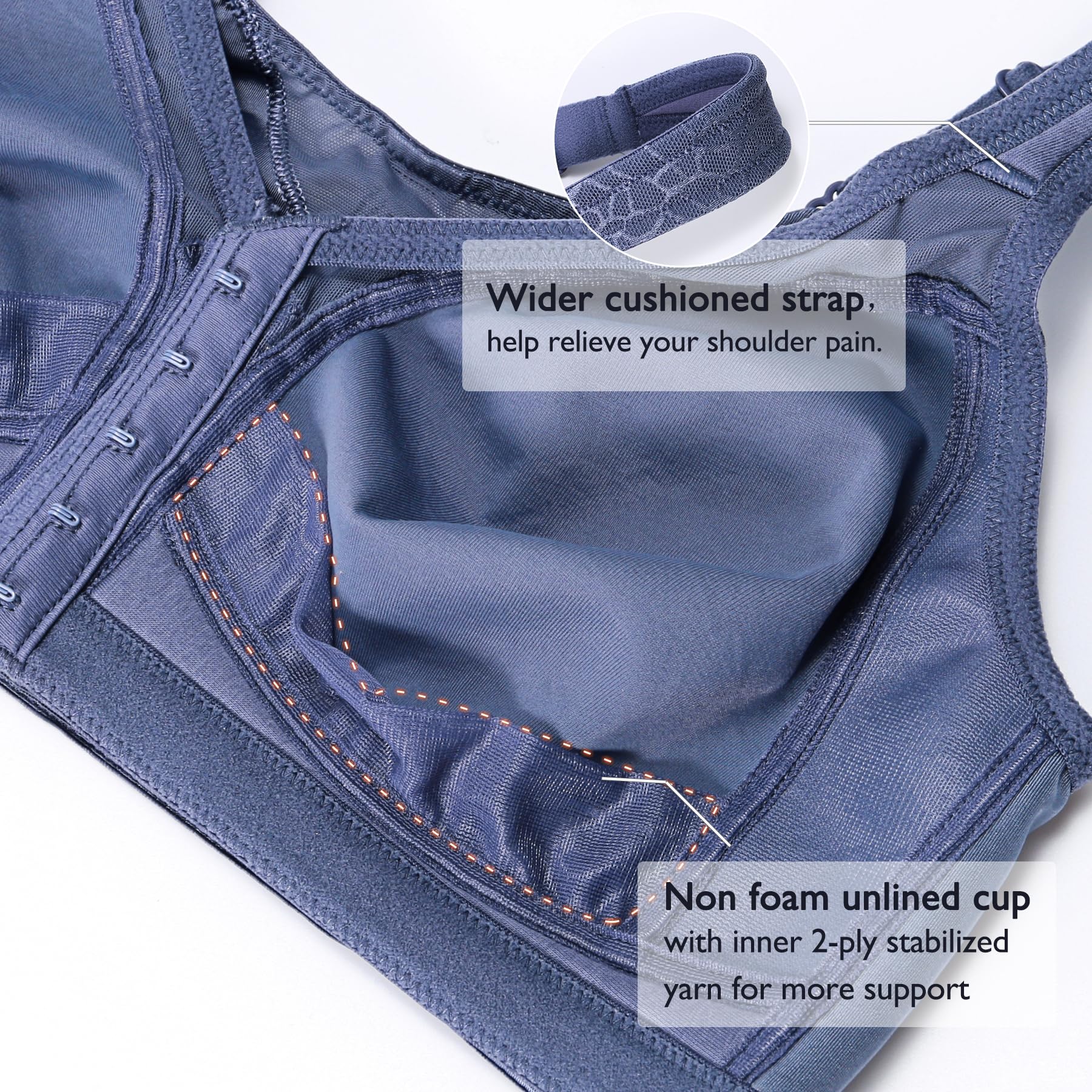 DotVol Femme Soutien-Gorge correcteur de Posture Avant sans Fil Bra Minimiseur Confortable