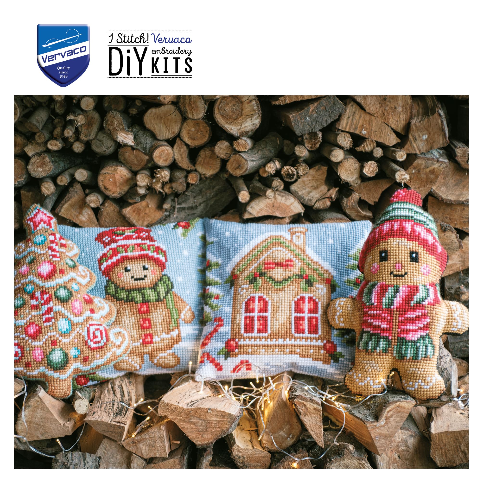 VERVACOZestaw do Haftu Krzyżykowego Poduszka z TyłemPIERNIK Kanwa z Nadrukiem 36 x 49 cm Gruba Włóczka Akrylowa Zrób to Sam Dekoracja Domu DIY Cross Stitch Kit