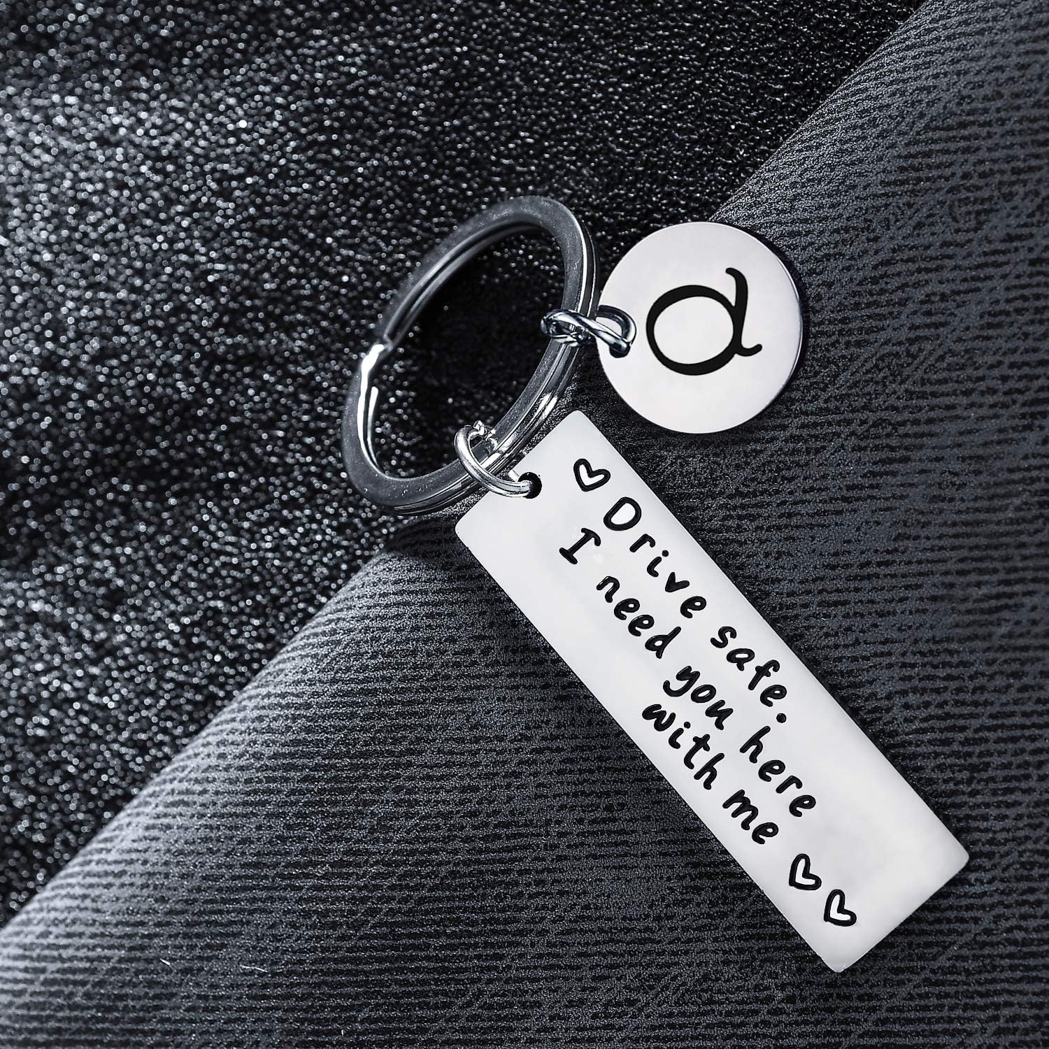 BESPMOSP Drive Safe Keychain Appreciatione 26 Letter Keychain Father's Day Birthday Gift Gifts for Husband Dad Boyfriend (Drive Safe Q) - Image 3