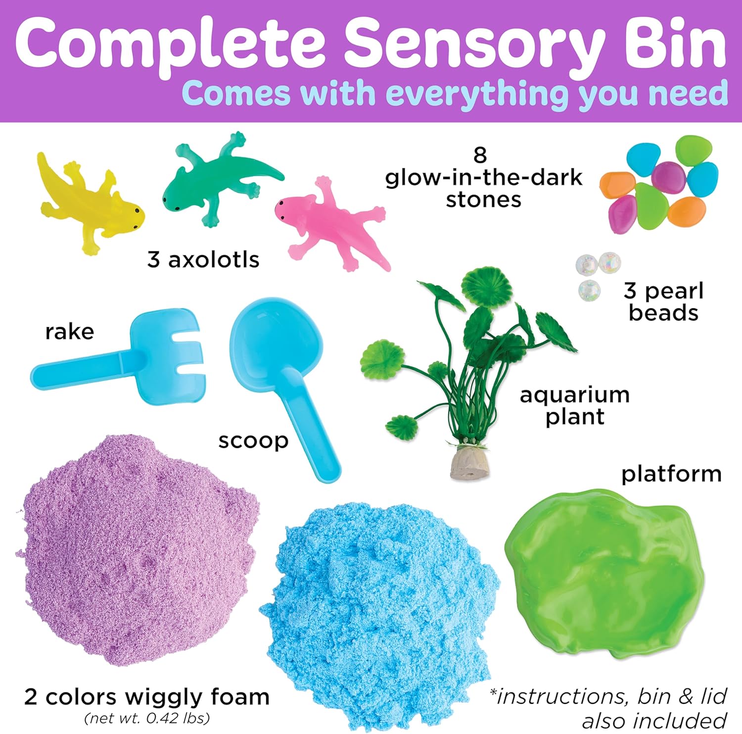 Creativity for Kids Sensory Bin: Axolotl | Hands-On Play with Wiggly Foam, Axolotl Figures & Tools | Encourages Fine Motor Skills, Creativity & Calm Play (Ages 3+)