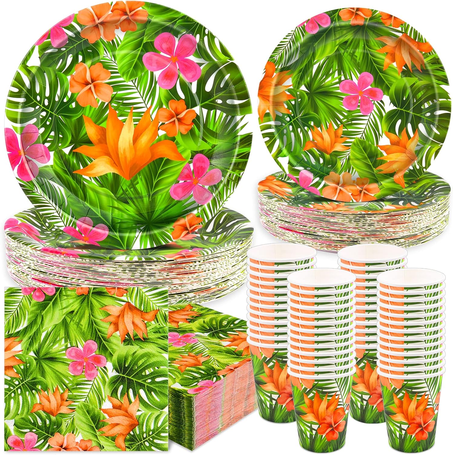 200 Hawaiian Luau Party Decorations Supplies Plates and Napkins Cups