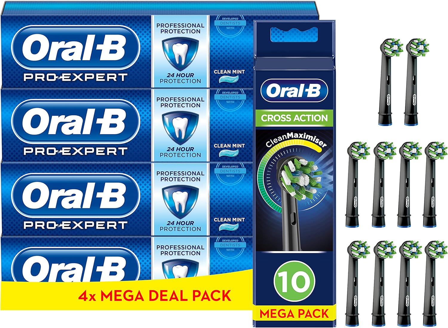 OralB CrossAction Replacement Toothbrush Head Black Edition with