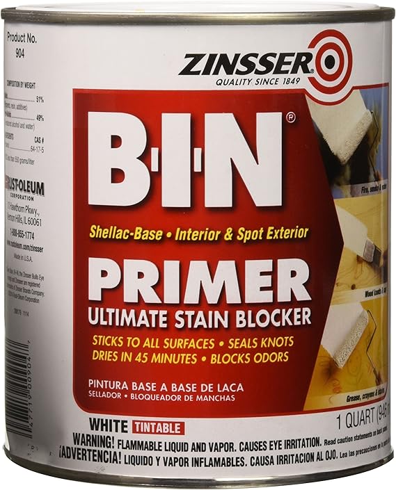 Zinsser 00904 BIN Pigmented Shellac Oil PrimerSealer & Stain Killer