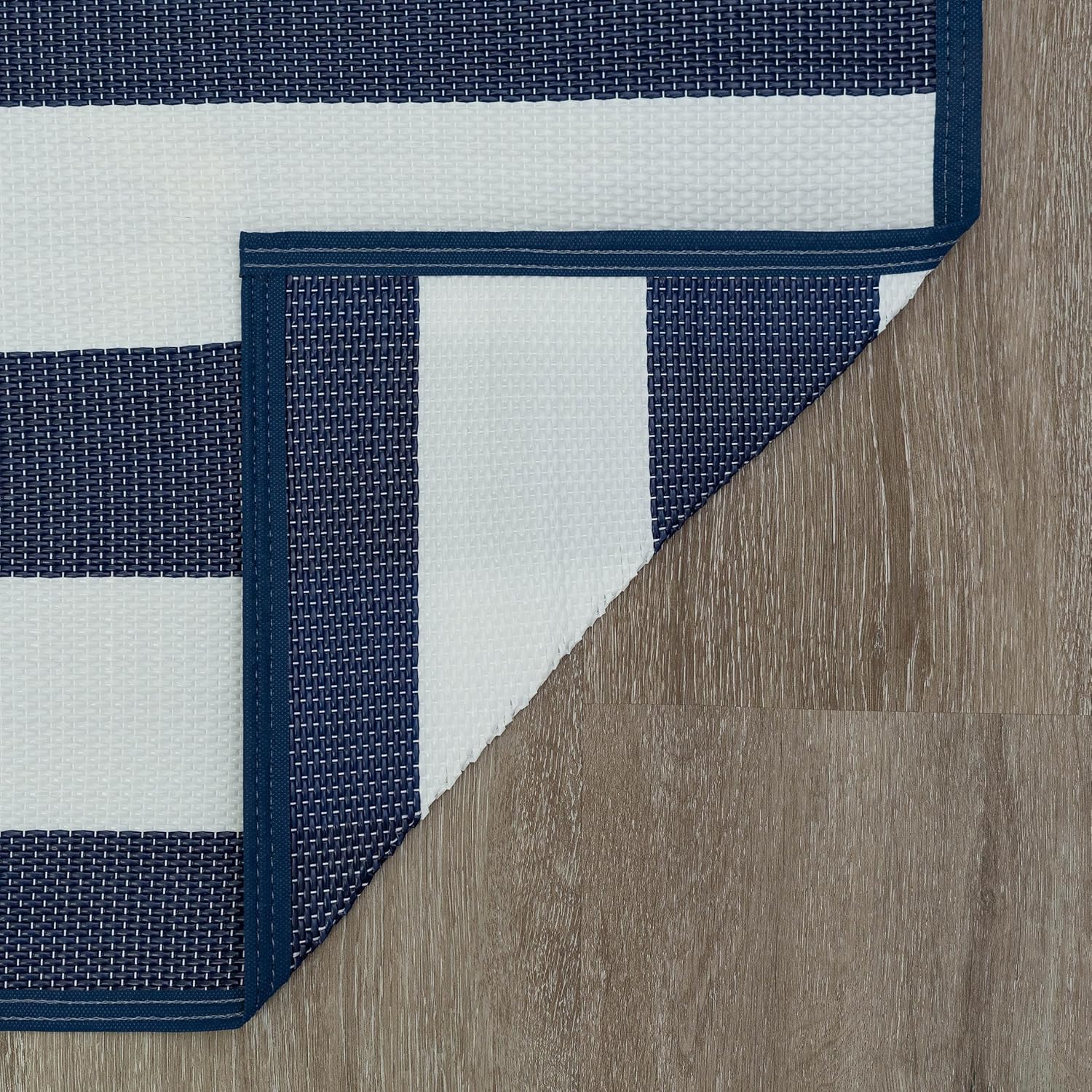 Plastic Straw Water Resistant Outdoor Rug 4x6 | Outdoor Rugs for Patio, Deck, Porch, Entryway | Fade Resistant Outside Area Rug | 4' x 5'11'' Navy