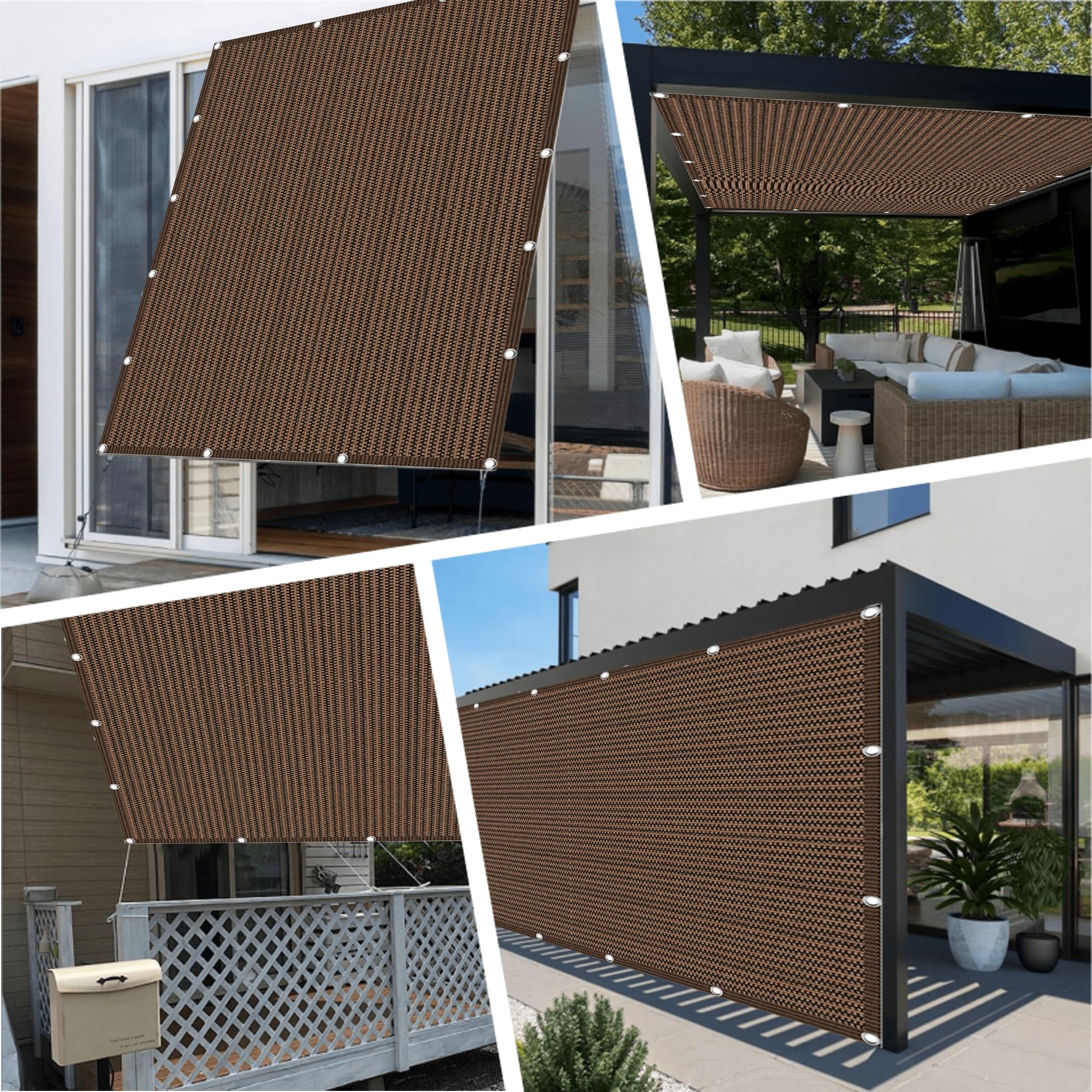 Traspirante Tenda a Vela 235 x 300 cm Protezione UV Parasole Rettangolare con Occhielli per Giardino, Patio, Pergola, Giardino, Cortile, marrone