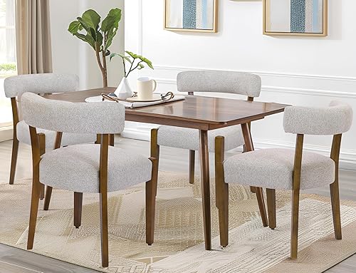 Miniatura 14 de Juego de 8 sillas de comedor modernas, sillas tapizadas de nogal para cocina y comedor, sillas de comedor de madera modernas de mediados de siglo,