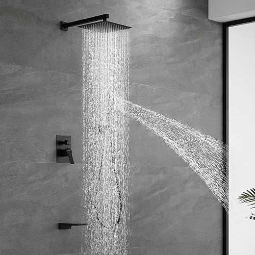 Miniatura 2 de SHAMANDA Sistema de ducha con boquilla de cascada y cabezal de ducha de mano, juego completo de grifo de ducha de lluvia de 10 pulgadas con válvula