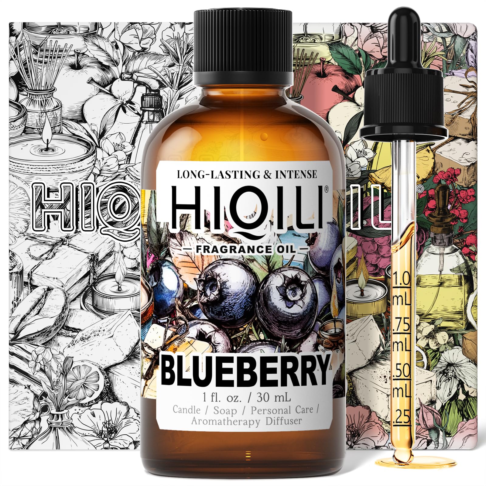 HIQILIBlueberry Fragrance Oil for Candle & Soap Making, Fruity Scents for Reed Diffuser Oil Refill, Add to Lotion, Body Wash - 1 Fl Oz