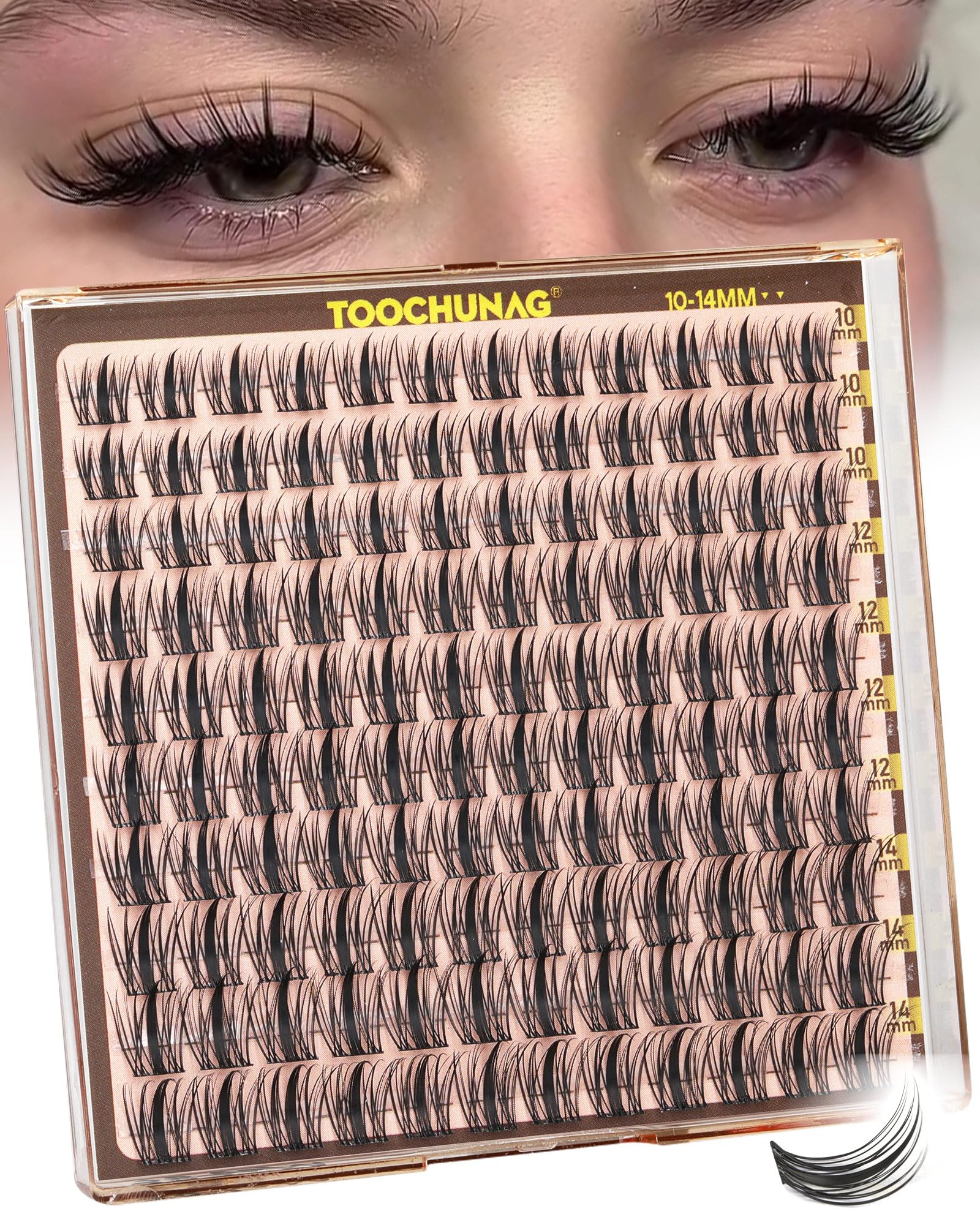 TOOCHUNAG Natural Lash Clusters Fairy Eyelashes Extensions 10 12 14mm Manga Lashes Clusters C Curve Wispy False Eyelash