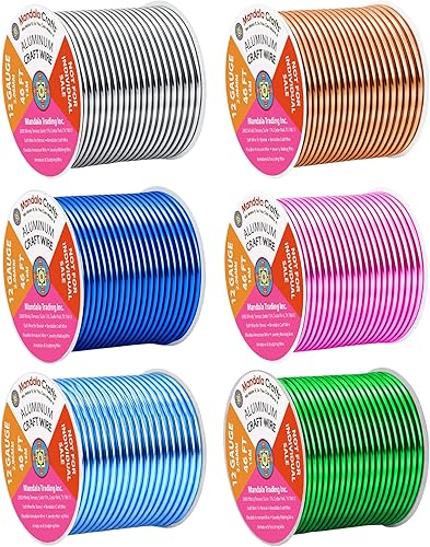 Miniatura 32 de Mandala Crafts - Alambre de aluminio anodizado de calibre 8 para joyería - 39 m de alambre flexible neutro colorido - Flexible para creación