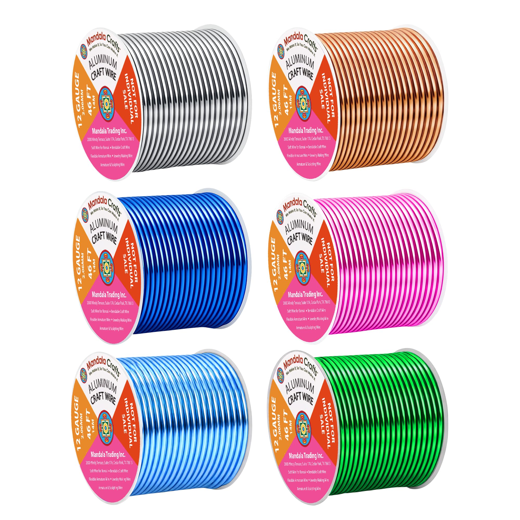 Mandala Crafts 12 GA Pink Green Blue Assorted Anodized Aluminum Craft Wire