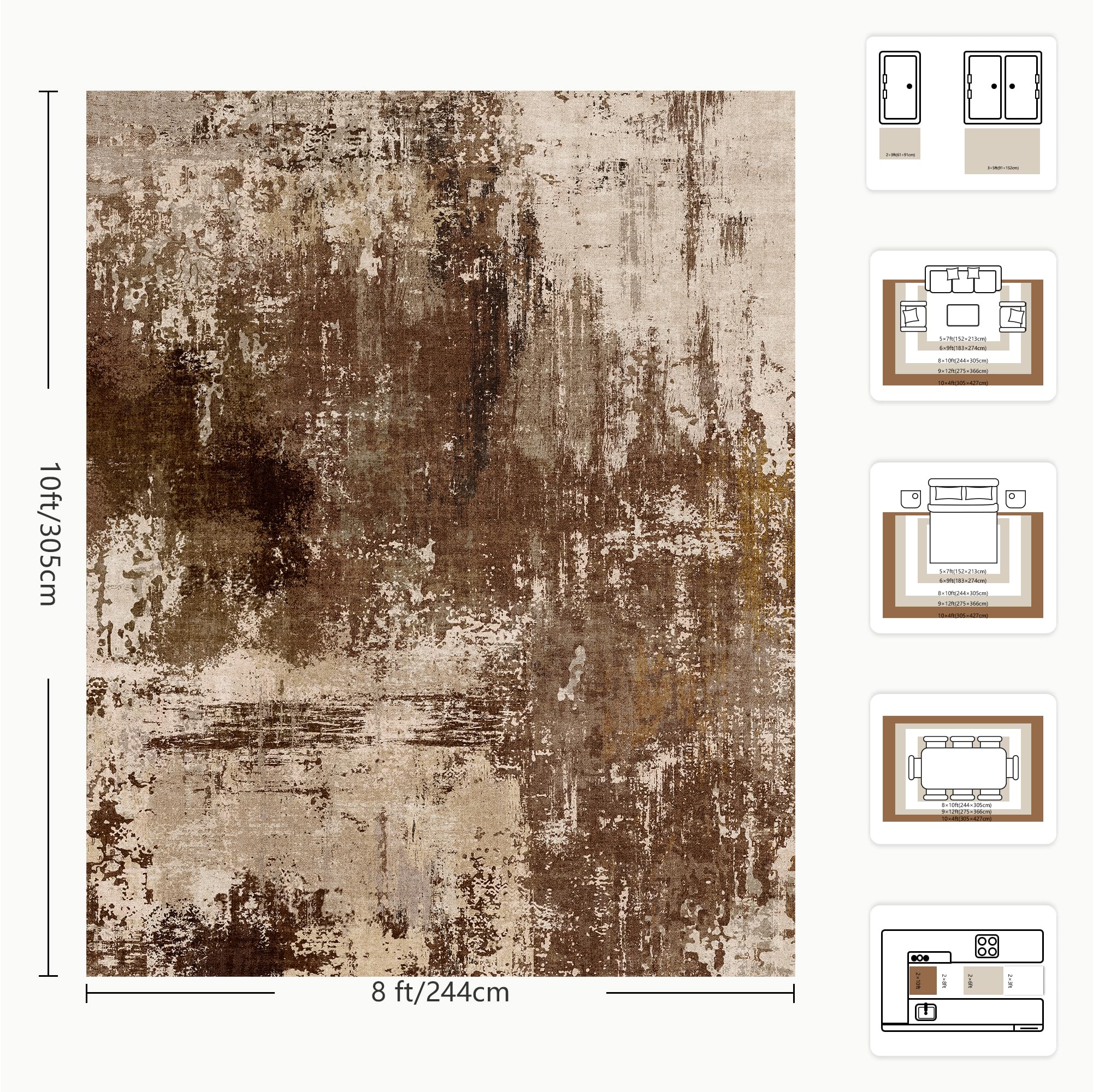 Best Brown Area Rugs of 2026: Researched Picks 1 Yarooge 8x10 Rugs for Living Room - Modern Abstract Washable Rug, Ultra Soft Non — product photo