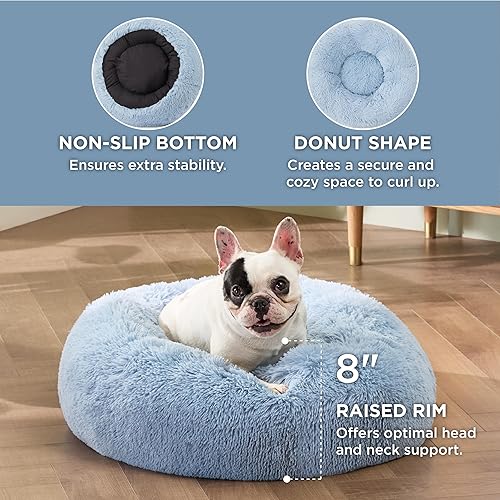 Vista 173 de Bedsure - Cama relajante para perros medianos, lavable, tipo dona, cama para gato, antideslizante, redonda, afelpada, mullida, de piel sintética
