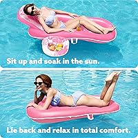 Vista 4 de SLOOSH Pool Floats Lounger Adult, Fabric Pool Floaties Lounge Convertible 2-in-1 Floating Water Floaty with Cup Holders Adjustable Backrest Recliner