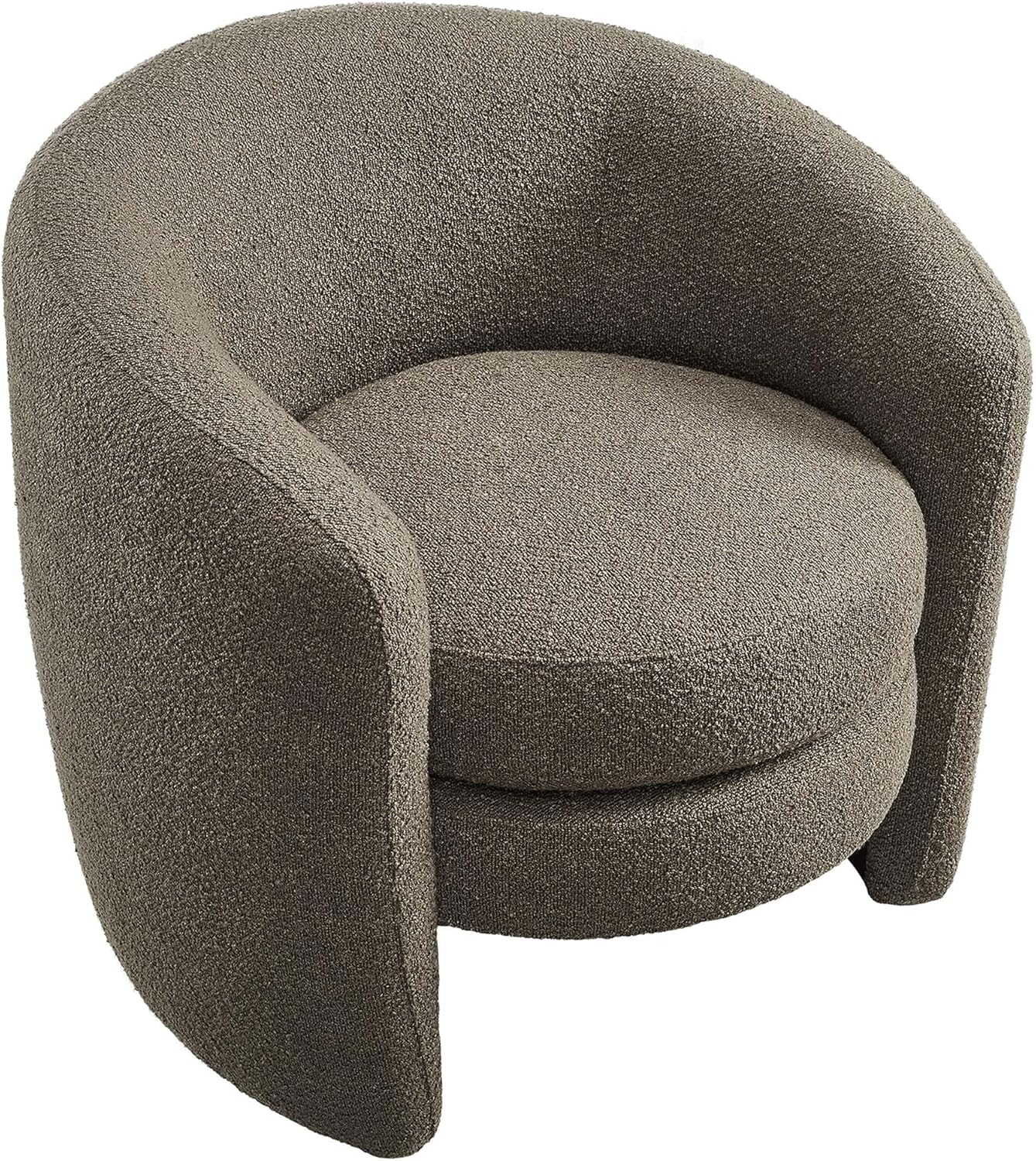 Modway Affinity Boucle Fabric Accent Chair in Pebble - Versatile Living Room Chair with Curved Back - Upholstered Bedroom Barrel Chair - Reading Armchair
