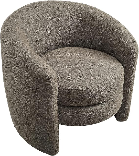 Modway Affinity Boucle Fabric Accent Chair in Pebble - Versatile Living Room Chair with Curved Back - Upholstered Bedroom Barrel Chair - Reading Armchair