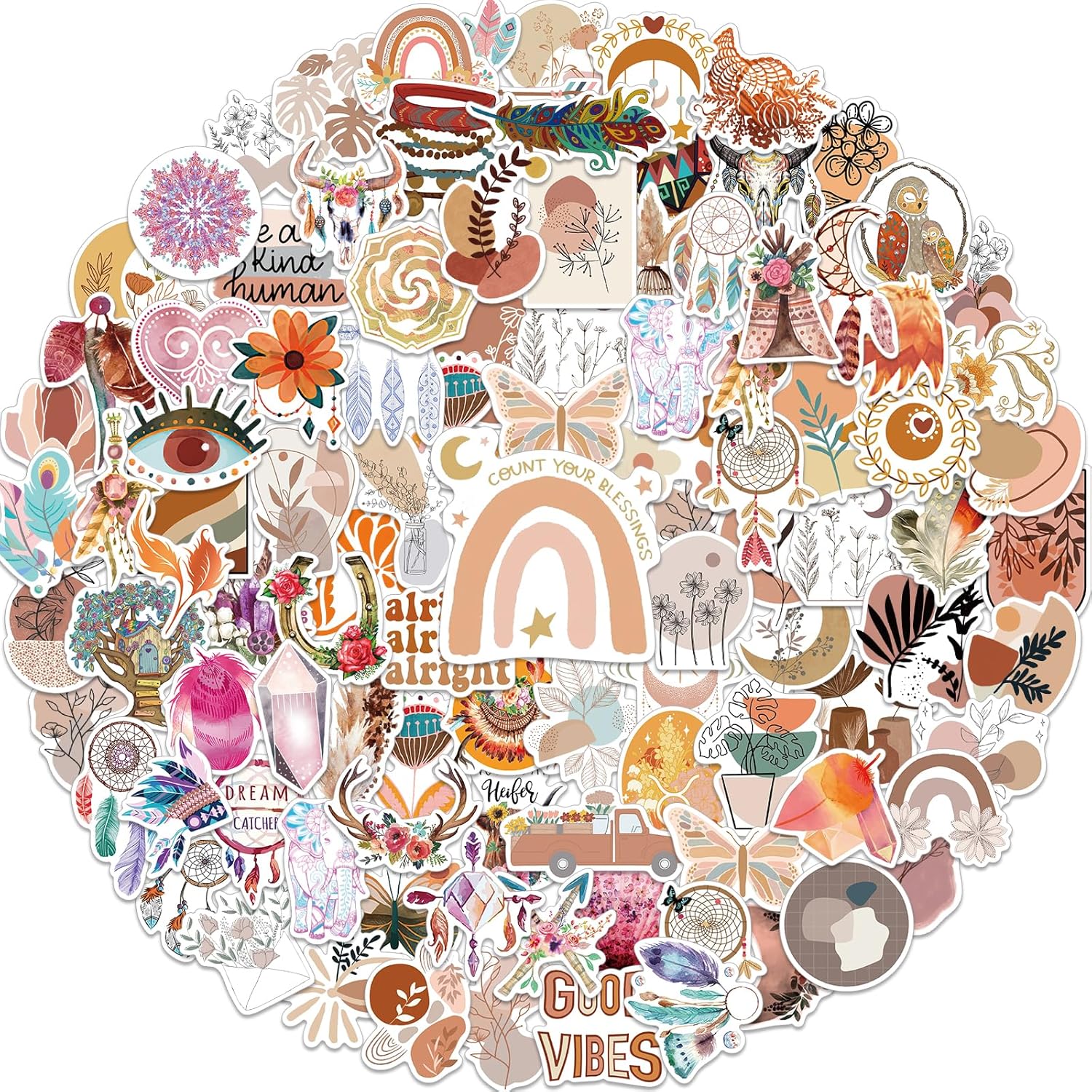 Amazon.com: Boho Stickers, 100pcs Cute Aesthetic Stickers for Water ...