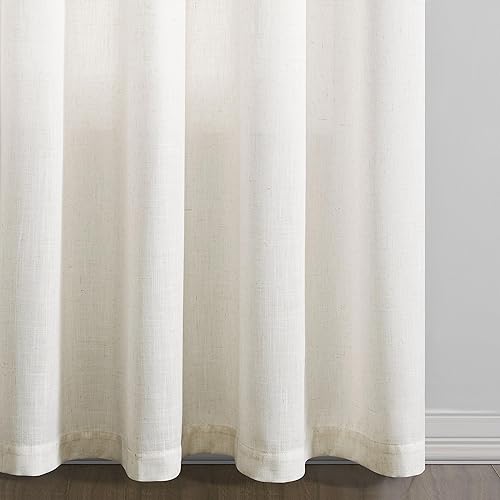 Miniatura 9 de Cortinas de lino marfil de 96 pulgadas de largo, juego de 2 paneles para sala de estar, puertas corredizas de vidrio, cortinas filtrantes de luz de