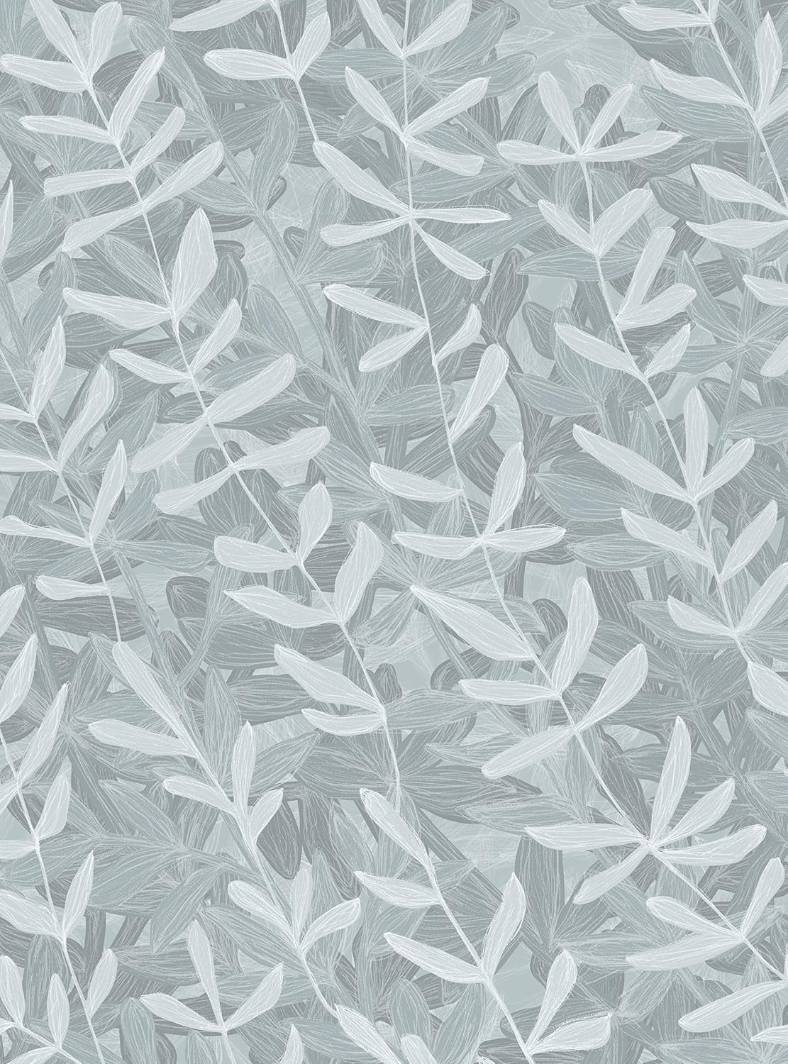 Simple Shapes Forest Foliage Peel and Stick Wallpaper (6 Sheet Set - 2x9 Feet, Blue)