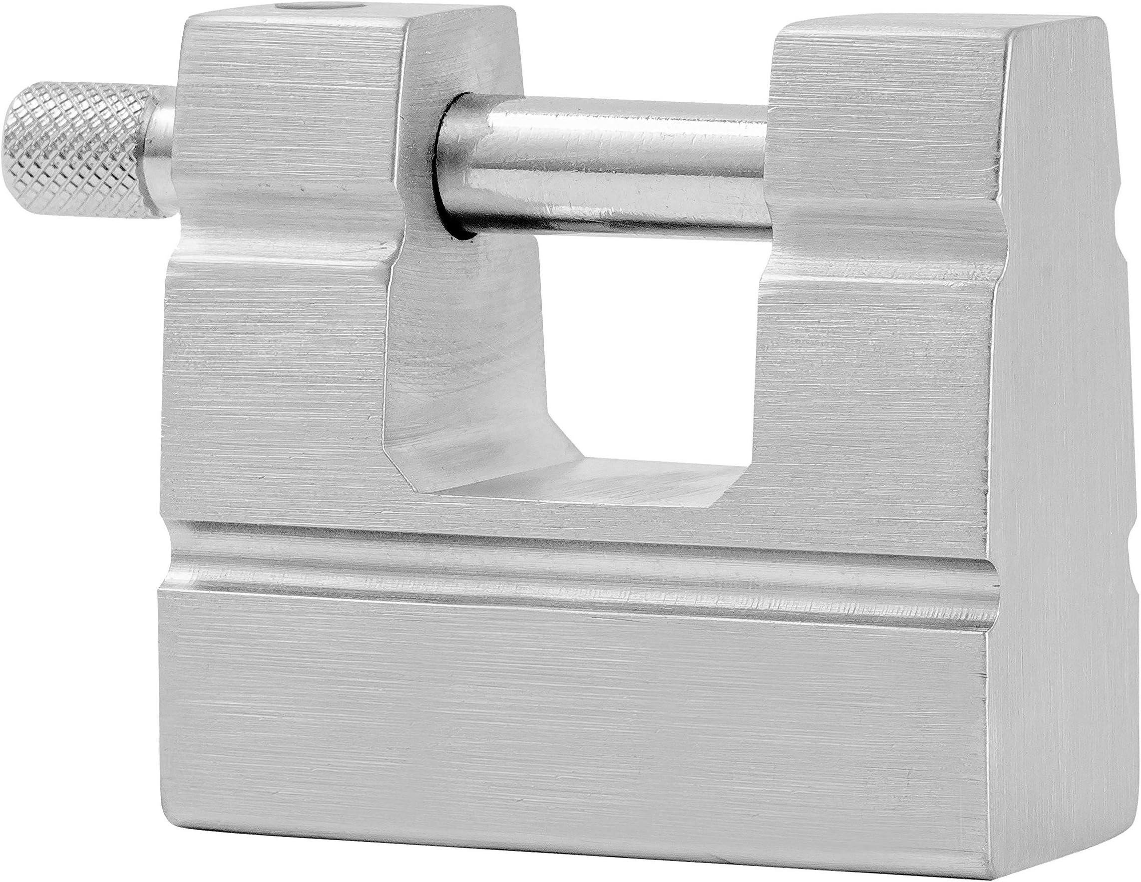 Solid Brass Padlock,Heavy Duty Shutter for Garage Warehouse Container,Satin Chrome Finish