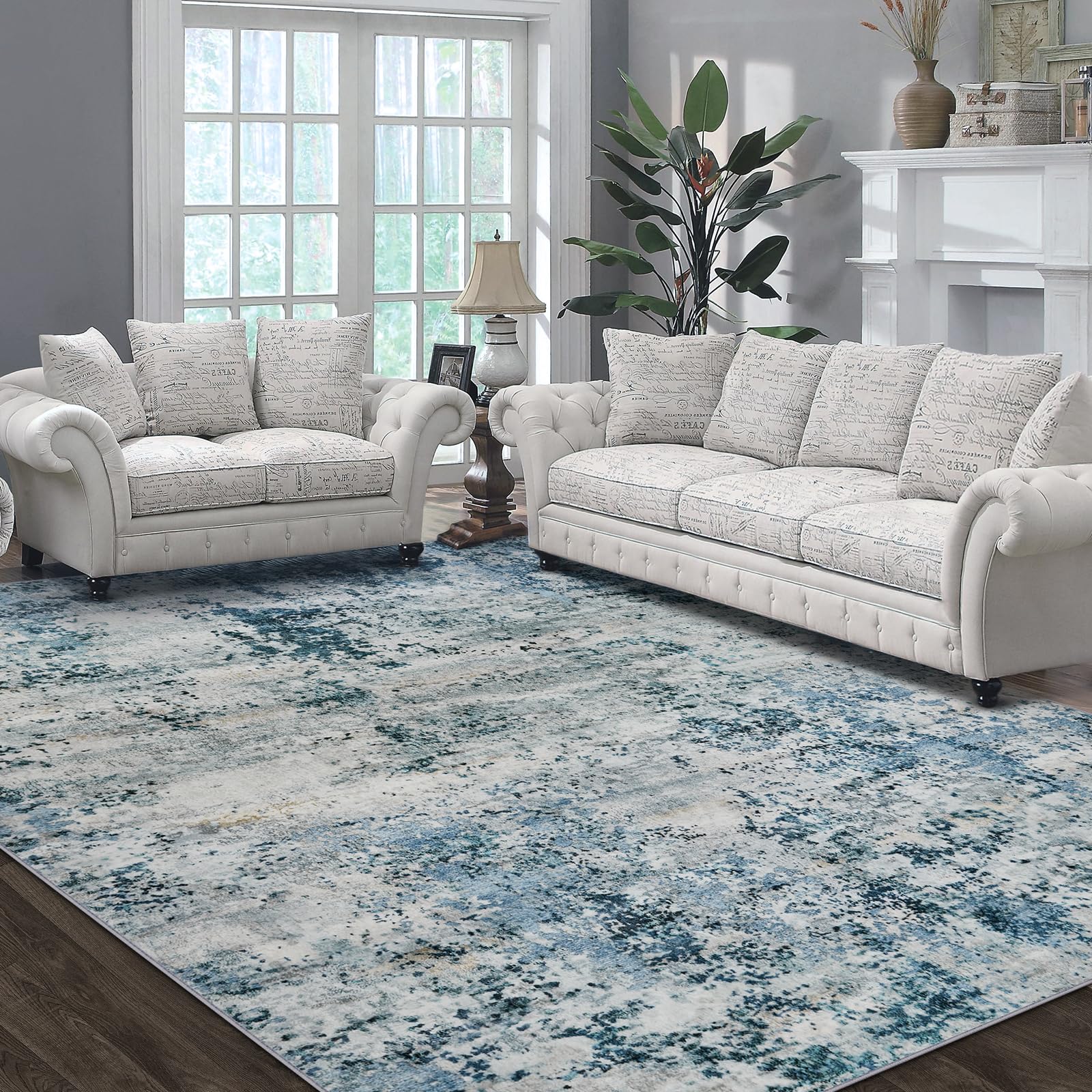 Area Rug Living Room Rugs 5x7 Abstract Soft Fluffy Pile Large Carpet
