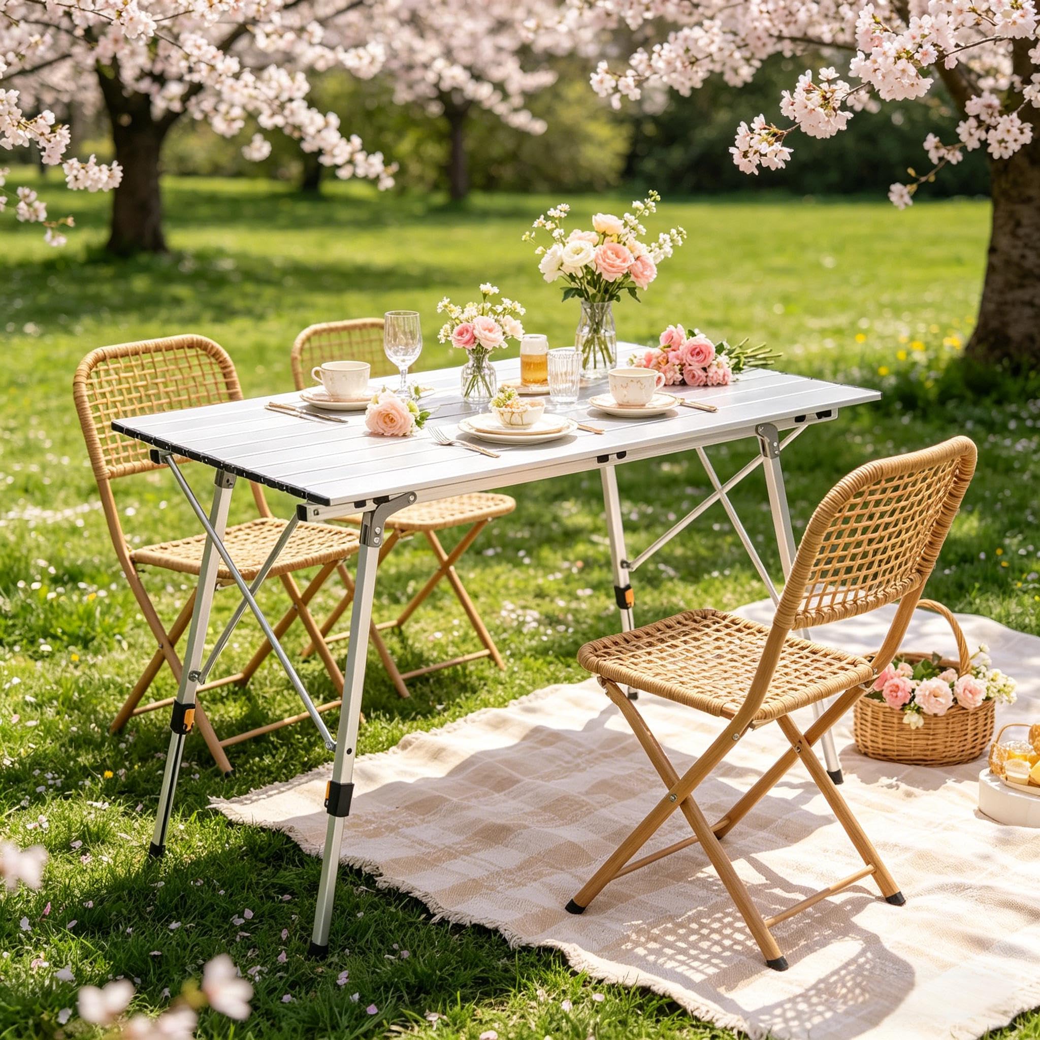 Table pliable de camping portable multifonction en aluminium argent