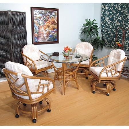 Amazon.com - Made in USA Rattan Dining Room Furniture Swivel Caster ... - Made In Usa Rattan Furniture