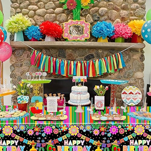 Miniatura 7 de PHOGARY 6 manteles mexicanos para fiestas temáticas de cumpleaños, decoraciones de fiesta de plástico, para noche de tacos mexicanos, Cinco de Mayo,