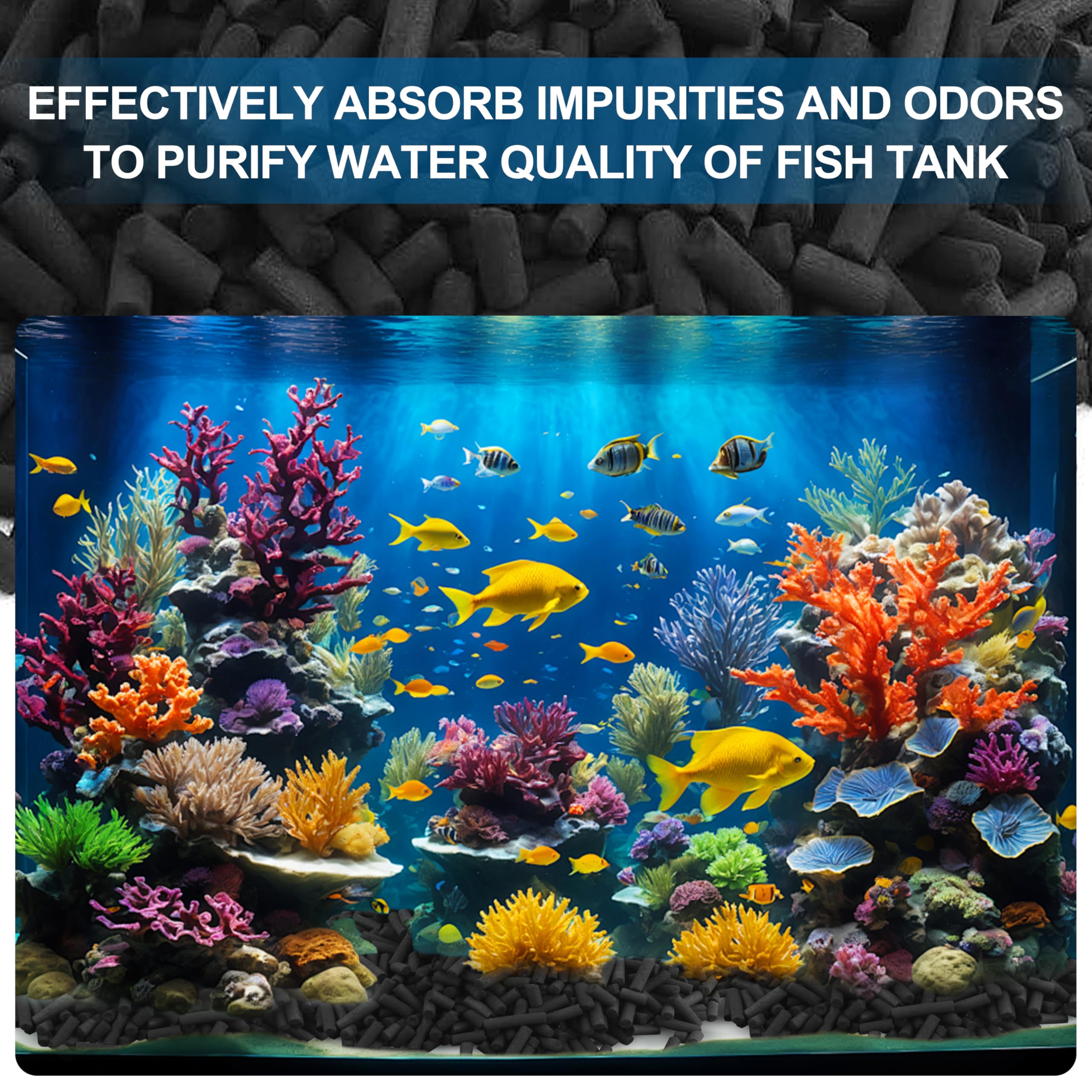 Filtro de carbón de carbón a granel de 6.6 libras para acuario, pecera, filtro de arrecife Koi