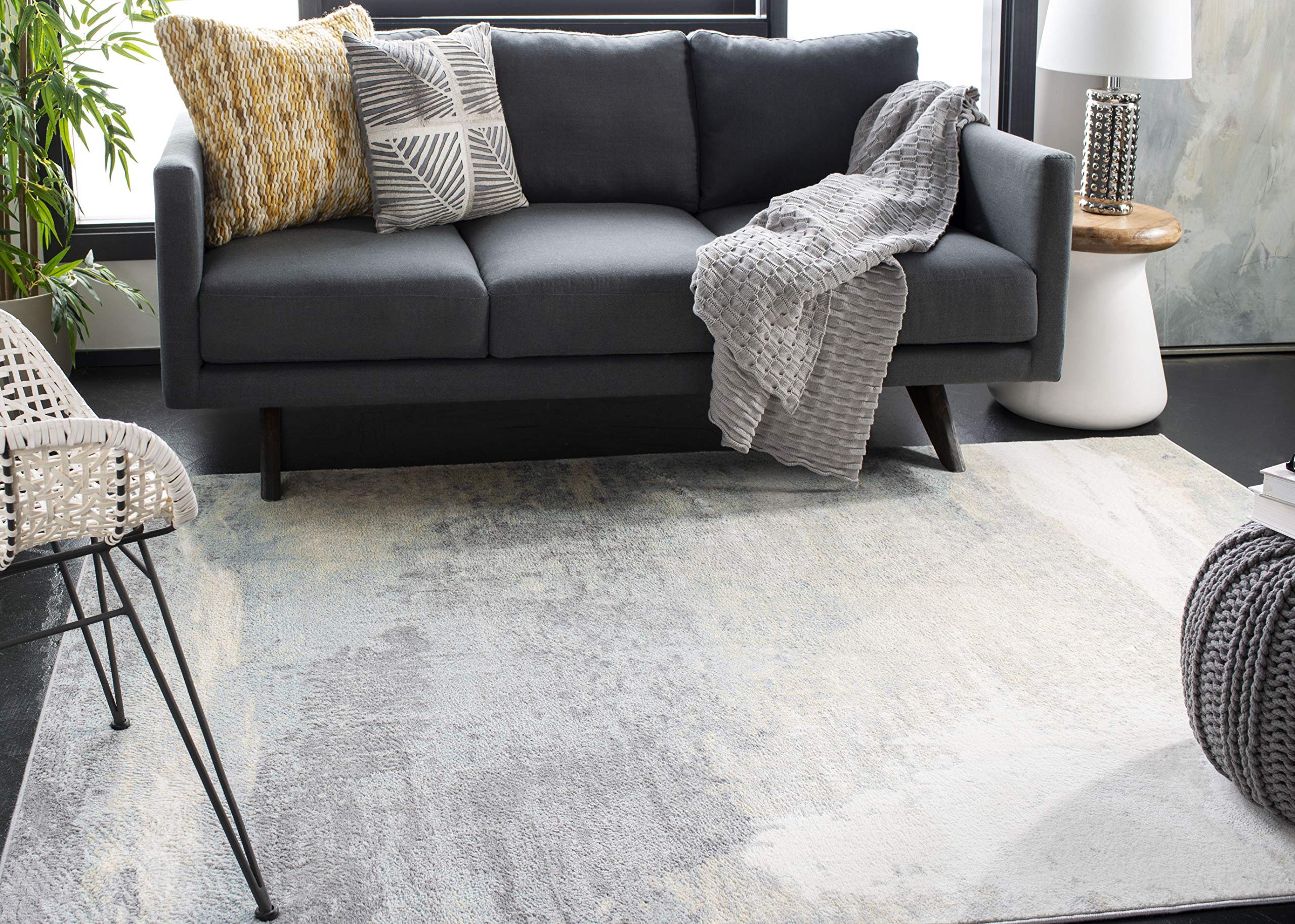 Safavieh Abstract Rug for Living Room Dining Room, Bedroom - Jasper Collection, Short Pile, in Grey and Gold, 75 x 120 cm - Image 3