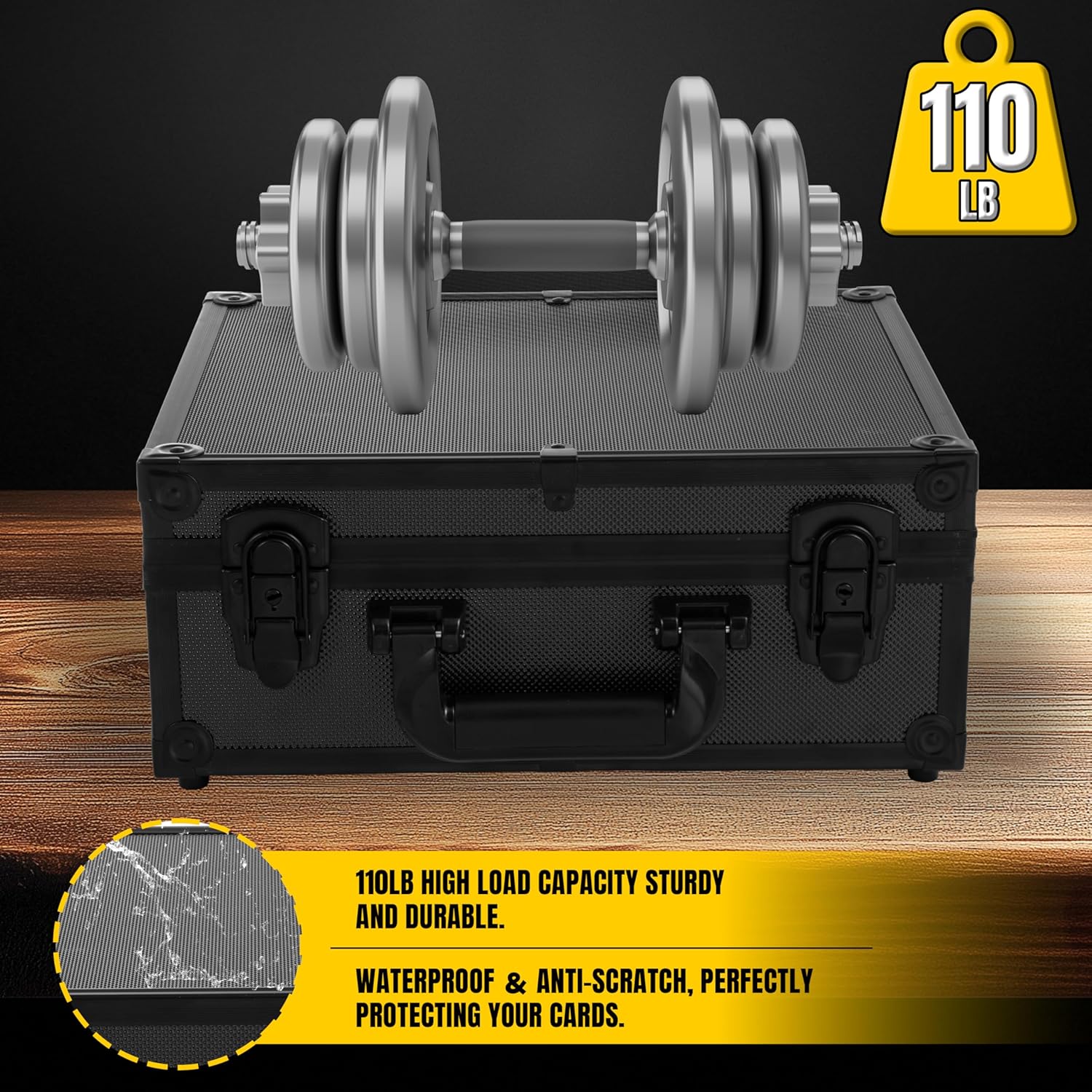 Toploader Storage Box for 3x4 35pt Rigid Cards – Holds 650+ Top Loaders - Aluminum Alloy Trading Card Case, Sports Card Storage Box with Lock (Black)