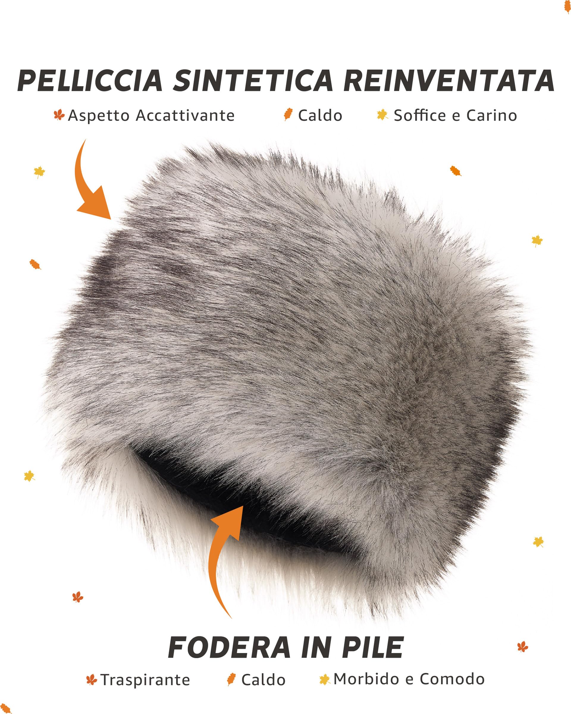 Futrzane Classic Cappello Cosacco - Colbacco Pelo Donna di Pelliccia Sintetica