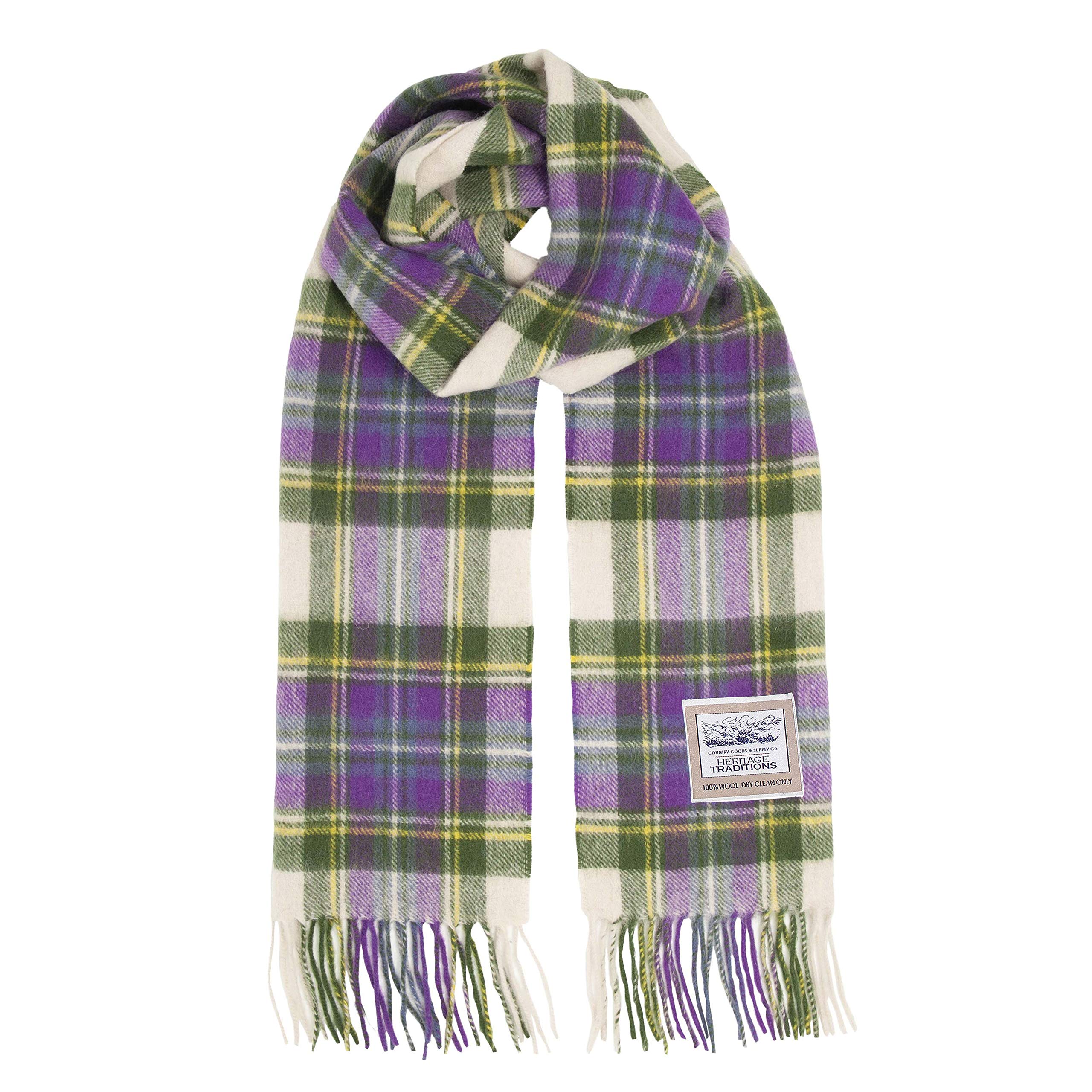 Heritage Traditions 100% Pure Wool Tartan Scarf, Check Scarf for Men & Women, Scottish Scarf Men Style, Women's Wool Scarf with Soft Brushed Finish & Fringe (Heather Tartan)