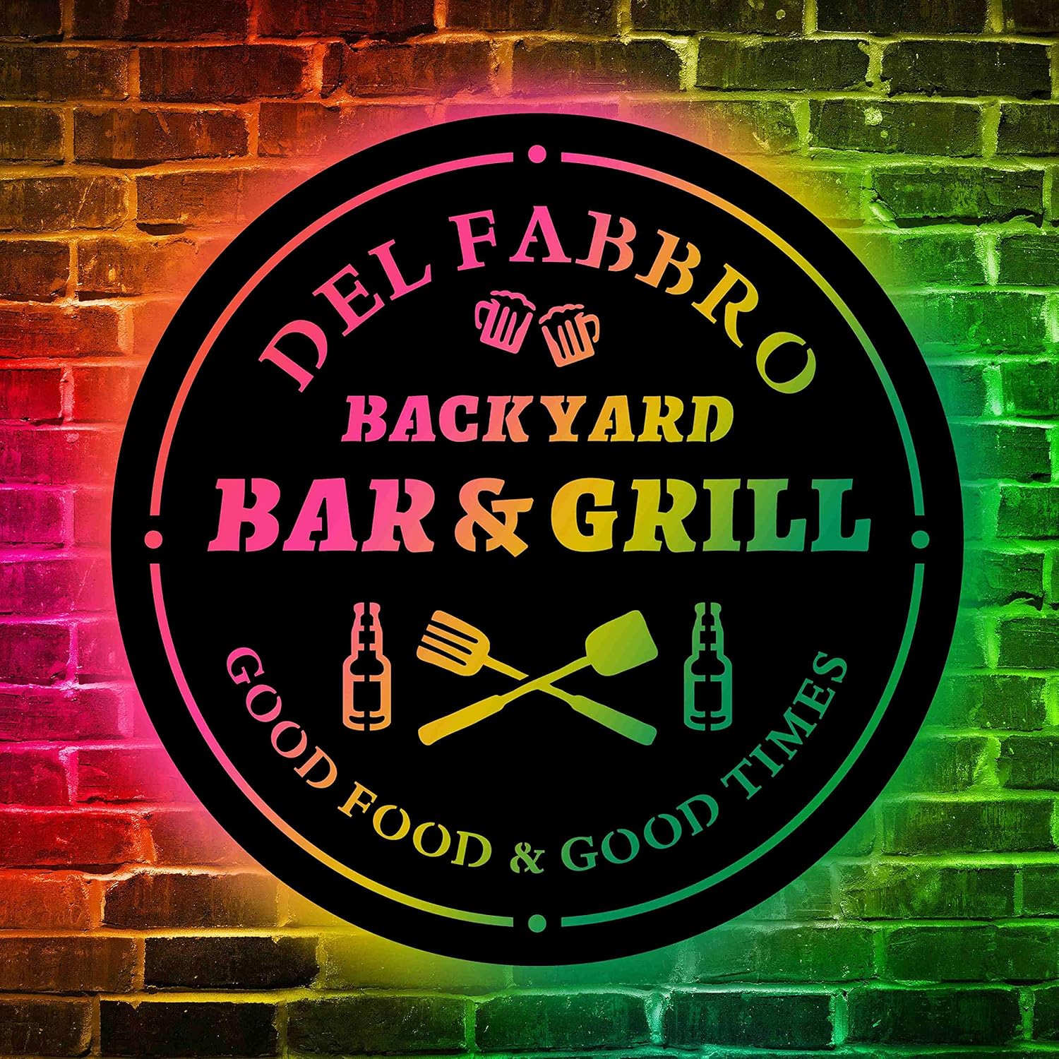 Custom Backyard Bar And Grill Signs, Neon Bar Sign, BBQ Sign, Bar and Grill, Backyard Decor, Sign, Man Cave Sign