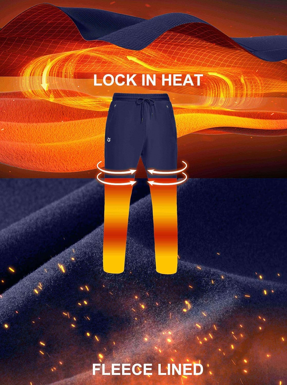 G Gradual Men's Fleece Lined Winter Pants with 3 Zipper Pockets Warm Athletic Joggers Workout Running Sweatpants for Men - Image 4