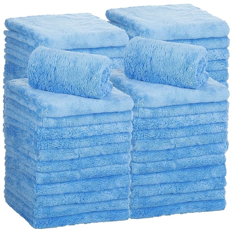 Kit de toalhas de microfibra para detalhamento automotivo Shimeyao 500 GSM, dupla face, sem bordas, 40,6 x 40,6 cm, azul-claro, 30 unidades