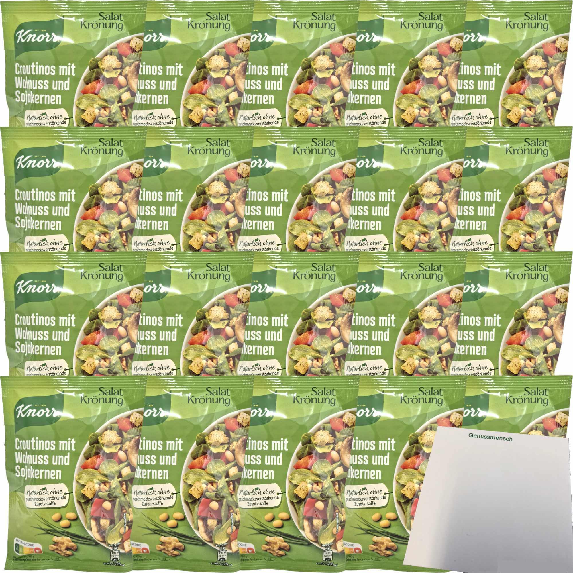 usy Bundle für Knorr Salatkrönung Croutinos mit Walnuss und Sojakernen 20er Pack (20x25g Packung) + usy Block