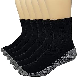 Debra Weitzner 6 Pairs Diabetic Ankle Socks Reinforced Heel and Toe Non-Binding Cushion Socks for Men and Women Black/Black Sole 9-11