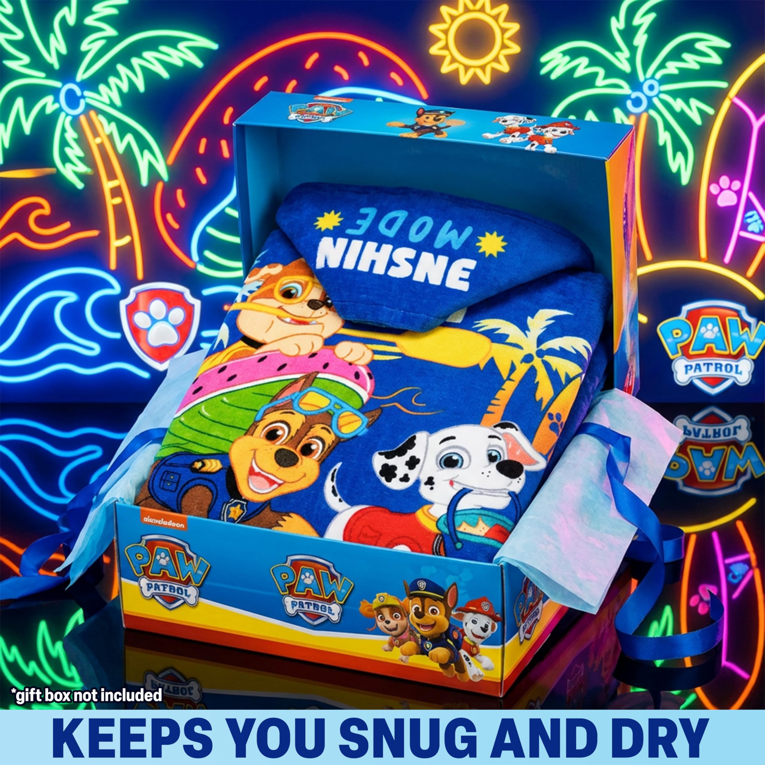 Paw Patrol Incappucciato Asciugamani Bagno Ragazzi, Assorbente Asciugamano Cotone, Piscina, Nuoto e Asciugamano da Mare, Morbido Poncho da Bagno, Accessori Viaggio Regalo per Ragazzi (Blu Paw Patrol)